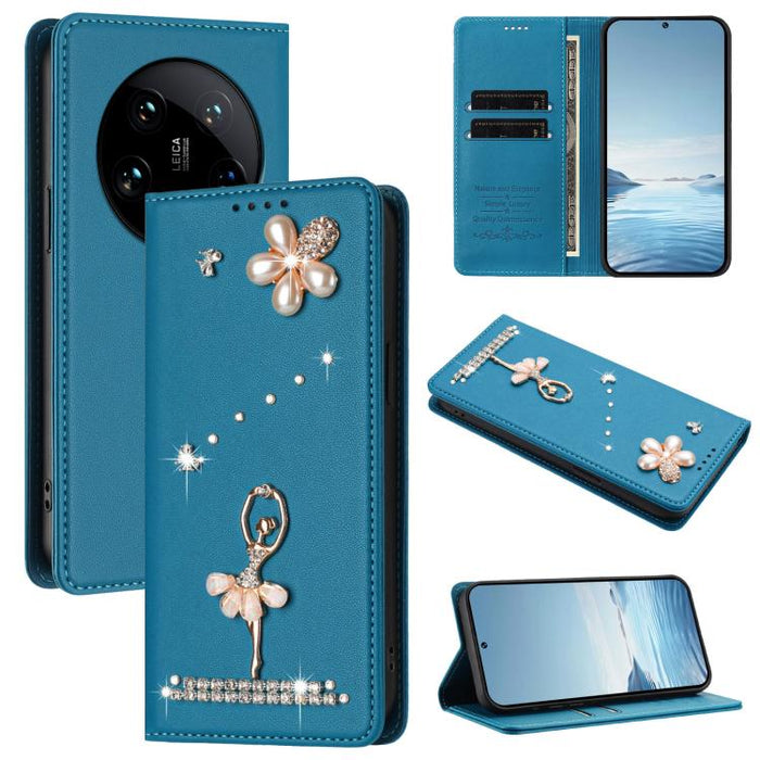 Funda para teléfono de piel vegana con protección RFID y diamantes de imitación de la bailarina de ballet, For Xiaomi Poco X6 Neo 5G, For Xiaomi Poco X6 Pro 5G / Redmi K70E, For Xiaomi 14 Ultra 5G, For Xiaomi 14 Pro 5G, For Xiaomi 14 5G                ...