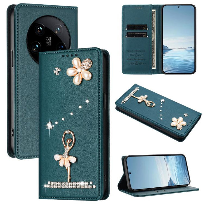 Funda para teléfono de piel vegana con protección RFID y diamantes de imitación de la bailarina de ballet, For Xiaomi Poco X6 Neo 5G, For Xiaomi Poco X6 Pro 5G / Redmi K70E, For Xiaomi 14 Ultra 5G, For Xiaomi 14 Pro 5G, For Xiaomi 14 5G                ...