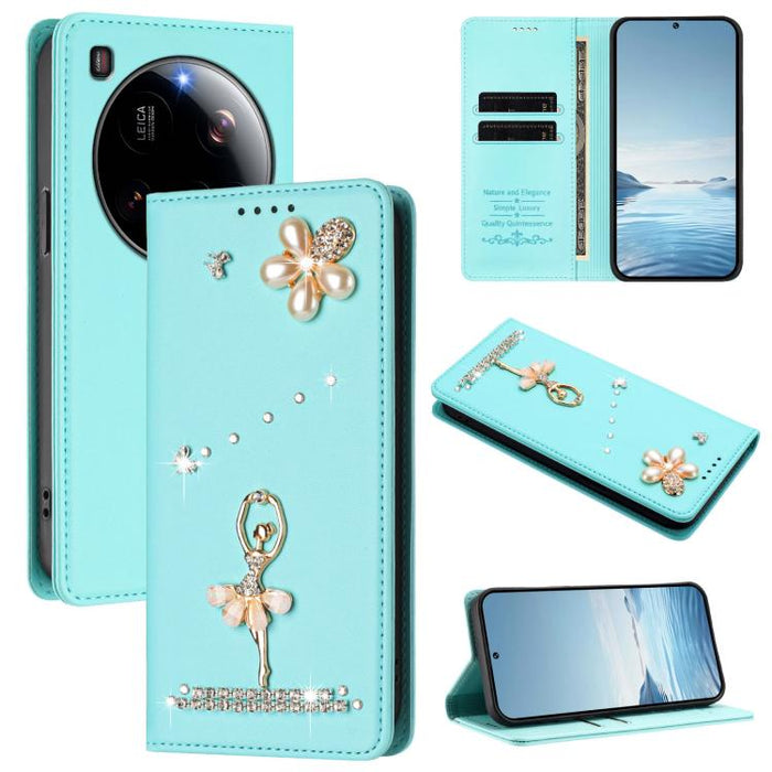 Funda para teléfono de piel vegana con protección RFID y diamantes de imitación de la bailarina de ballet, For Xiaomi Poco F7 Pro 5G / Redmi K80, For Xiaomi Poco M7 5G / Poco C75 4G, For Xiaomi Poco X7 5G / Redmi Note 14 Pro 5G, For Xiaomi 15 Ultra 5G ...