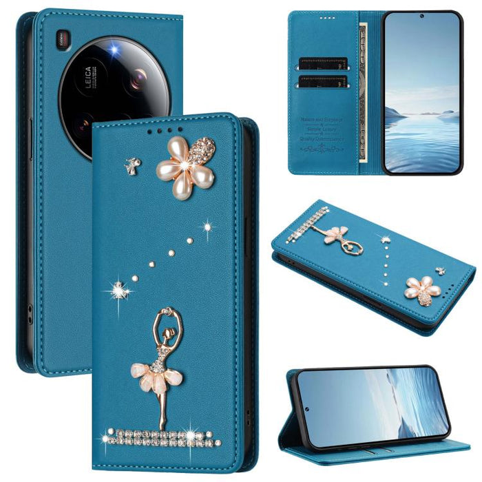 Funda para teléfono de piel vegana con protección RFID y diamantes de imitación de la bailarina de ballet, For Xiaomi Poco F7 Pro 5G / Redmi K80, For Xiaomi Poco M7 5G / Poco C75 4G, For Xiaomi Poco X7 5G / Redmi Note 14 Pro 5G, For Xiaomi 15 Ultra 5G ...
