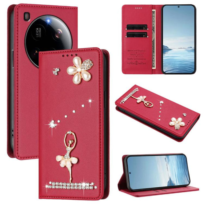 Funda para teléfono de piel vegana con protección RFID y diamantes de imitación de la bailarina de ballet, For Xiaomi Poco F7 Pro 5G / Redmi K80, For Xiaomi Poco M7 5G / Poco C75 4G, For Xiaomi Poco X7 5G / Redmi Note 14 Pro 5G, For Xiaomi 15 Ultra 5G ...
