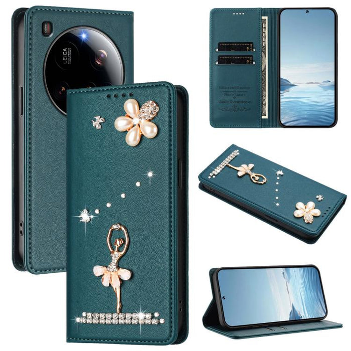 Funda para teléfono de piel vegana con protección RFID y diamantes de imitación de la bailarina de ballet, For Xiaomi Poco F7 Pro 5G / Redmi K80, For Xiaomi Poco M7 5G / Poco C75 4G, For Xiaomi Poco X7 5G / Redmi Note 14 Pro 5G, For Xiaomi 15 Ultra 5G ...