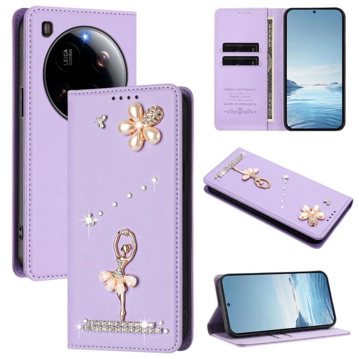 Funda para teléfono de piel vegana con protección RFID y diamantes de imitación de la bailarina de ballet, For Xiaomi Poco F7 Pro 5G / Redmi K80, For Xiaomi Poco M7 5G / Poco C75 4G, For Xiaomi Poco X7 5G / Redmi Note 14 Pro 5G, For Xiaomi 15 Ultra 5G ...