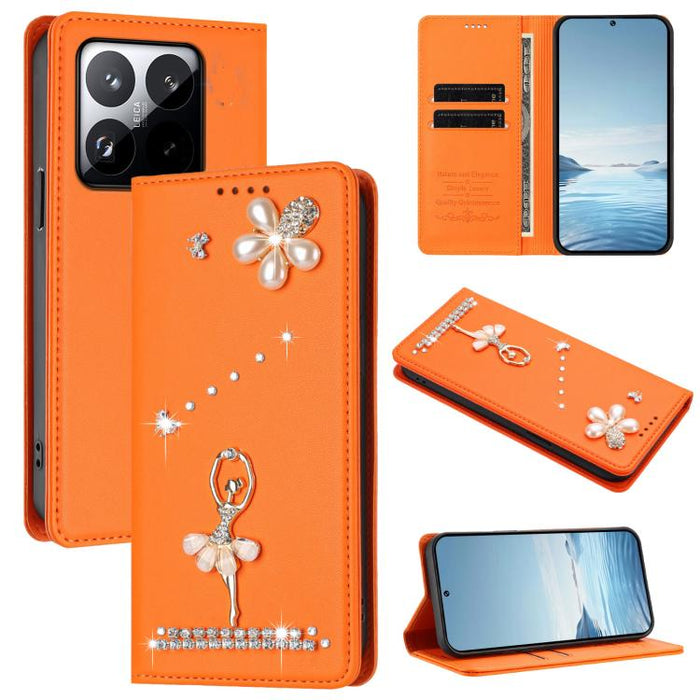 Funda para teléfono de piel vegana con protección RFID y diamantes de imitación de la bailarina de ballet, For Xiaomi 17 Ultra 5G, For Xiaomi Poco F8 Ultra / Redmi K90 Pro Max, For Xiaomi Poco F8 Pro 5G / Redmi K90, For Xiaomi 17 Pro Max 5G            ...