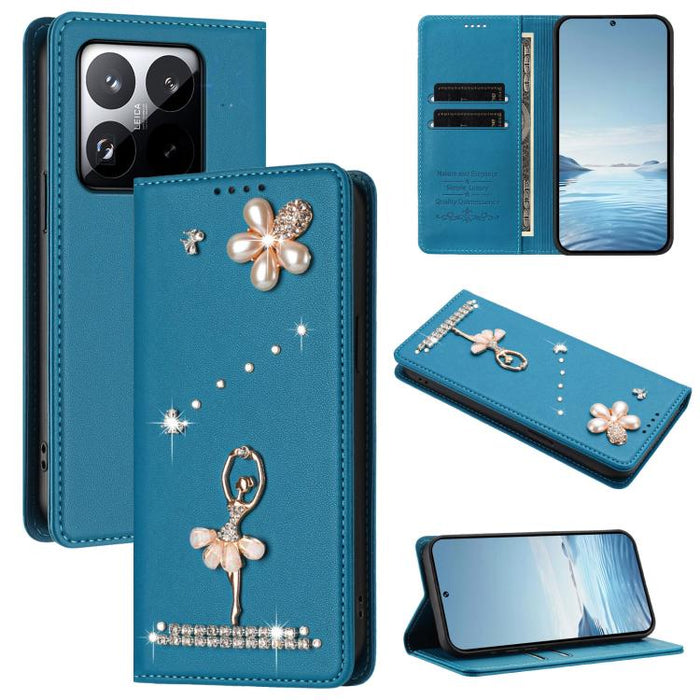 Funda para teléfono de piel vegana con protección RFID y diamantes de imitación de la bailarina de ballet, For Xiaomi 17 Ultra 5G, For Xiaomi Poco F8 Ultra / Redmi K90 Pro Max, For Xiaomi Poco F8 Pro 5G / Redmi K90, For Xiaomi 17 Pro Max 5G            ...