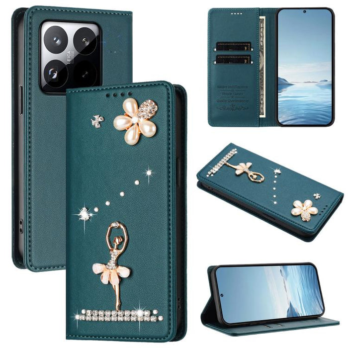 Funda para teléfono de piel vegana con protección RFID y diamantes de imitación de la bailarina de ballet, For Xiaomi 17 Ultra 5G, For Xiaomi Poco F8 Ultra / Redmi K90 Pro Max, For Xiaomi Poco F8 Pro 5G / Redmi K90, For Xiaomi 17 Pro Max 5G            ...