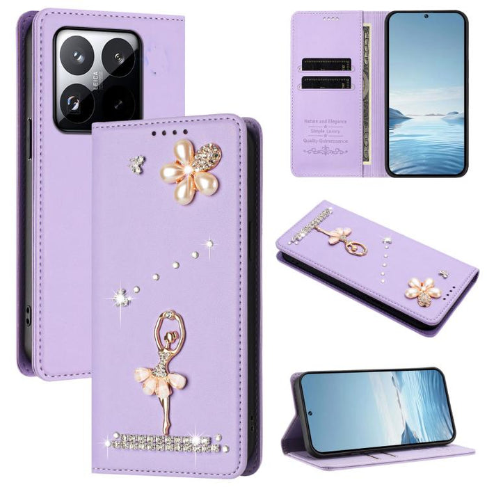 Funda para teléfono de piel vegana con protección RFID y diamantes de imitación de la bailarina de ballet, For Xiaomi 17 Ultra 5G, For Xiaomi Poco F8 Ultra / Redmi K90 Pro Max, For Xiaomi Poco F8 Pro 5G / Redmi K90, For Xiaomi 17 Pro Max 5G            ...