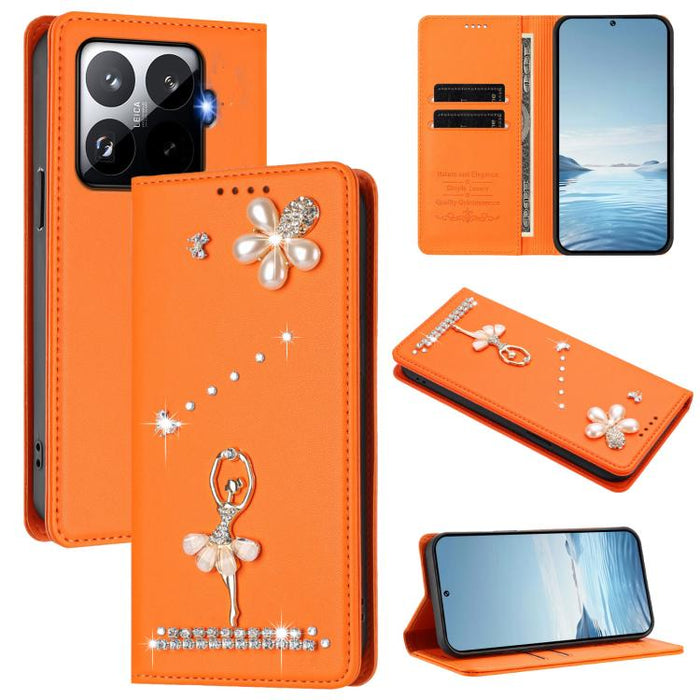 Funda para teléfono de piel vegana con protección RFID y diamantes de imitación de la bailarina de ballet, For Xiaomi 17 Ultra 5G, For Xiaomi Poco F8 Ultra / Redmi K90 Pro Max, For Xiaomi Poco F8 Pro 5G / Redmi K90, For Xiaomi 17 Pro Max 5G            ...