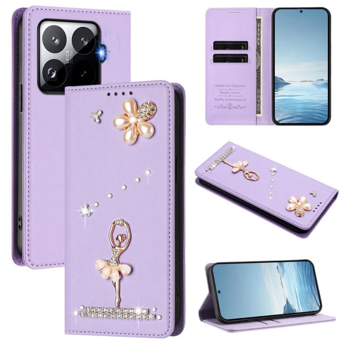 Funda para teléfono de piel vegana con protección RFID y diamantes de imitación de la bailarina de ballet, For Xiaomi 17 Ultra 5G, For Xiaomi Poco F8 Ultra / Redmi K90 Pro Max, For Xiaomi Poco F8 Pro 5G / Redmi K90, For Xiaomi 17 Pro Max 5G            ...