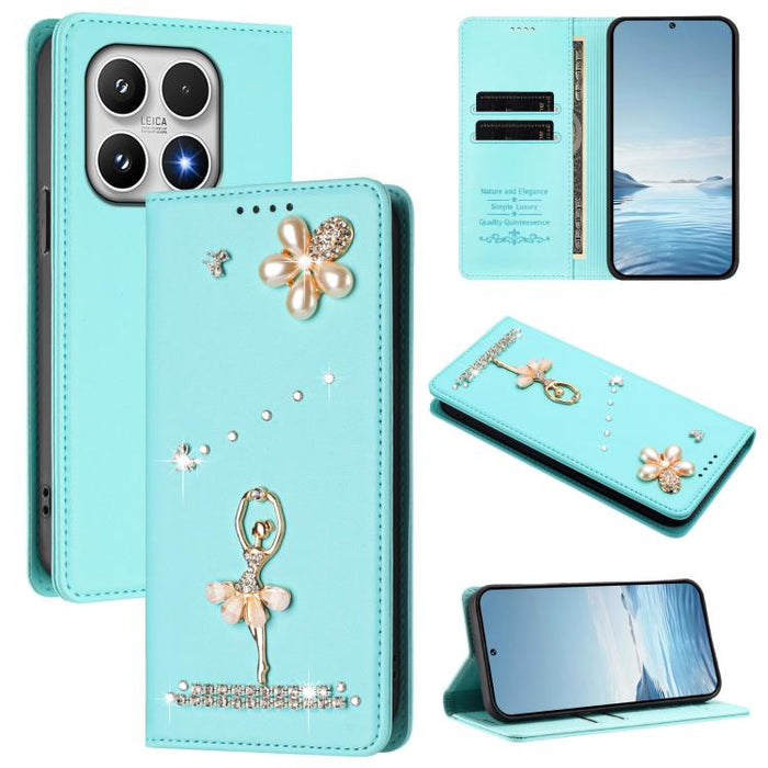 Funda para teléfono de piel vegana con protección RFID y diamantes de imitación de la bailarina de ballet, For Xiaomi 17 Ultra 5G, For Xiaomi Poco F8 Ultra / Redmi K90 Pro Max, For Xiaomi Poco F8 Pro 5G / Redmi K90, For Xiaomi 17 Pro Max 5G            ...