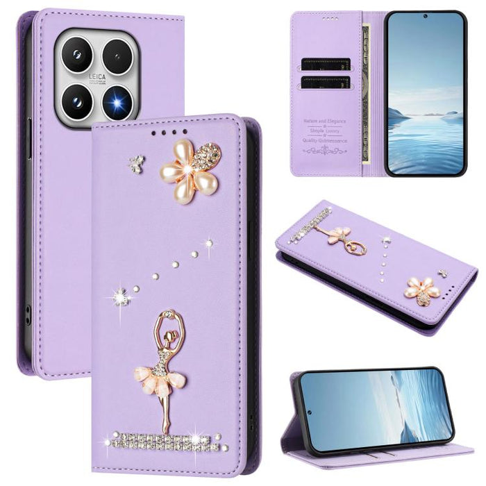 Funda para teléfono de piel vegana con protección RFID y diamantes de imitación de la bailarina de ballet, For Xiaomi 17 Ultra 5G, For Xiaomi Poco F8 Ultra / Redmi K90 Pro Max, For Xiaomi Poco F8 Pro 5G / Redmi K90, For Xiaomi 17 Pro Max 5G            ...
