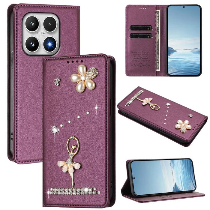 Funda para teléfono de piel vegana con protección RFID y diamantes de imitación de la bailarina de ballet, For Xiaomi 17 Ultra 5G, For Xiaomi Poco F8 Ultra / Redmi K90 Pro Max, For Xiaomi Poco F8 Pro 5G / Redmi K90, For Xiaomi 17 Pro Max 5G            ...