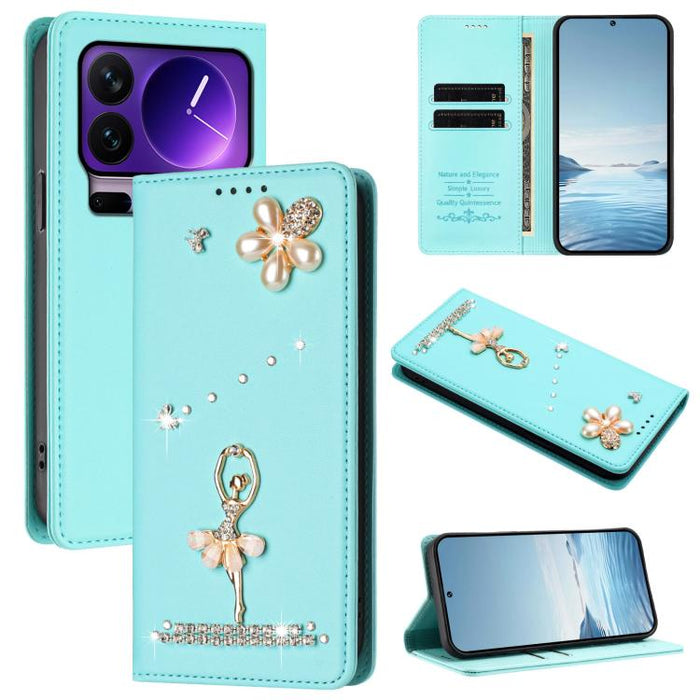 Funda para teléfono de piel vegana con protección RFID y diamantes de imitación de la bailarina de ballet, For Xiaomi 17 Ultra 5G, For Xiaomi Poco F8 Ultra / Redmi K90 Pro Max, For Xiaomi Poco F8 Pro 5G / Redmi K90, For Xiaomi 17 Pro Max 5G            ...