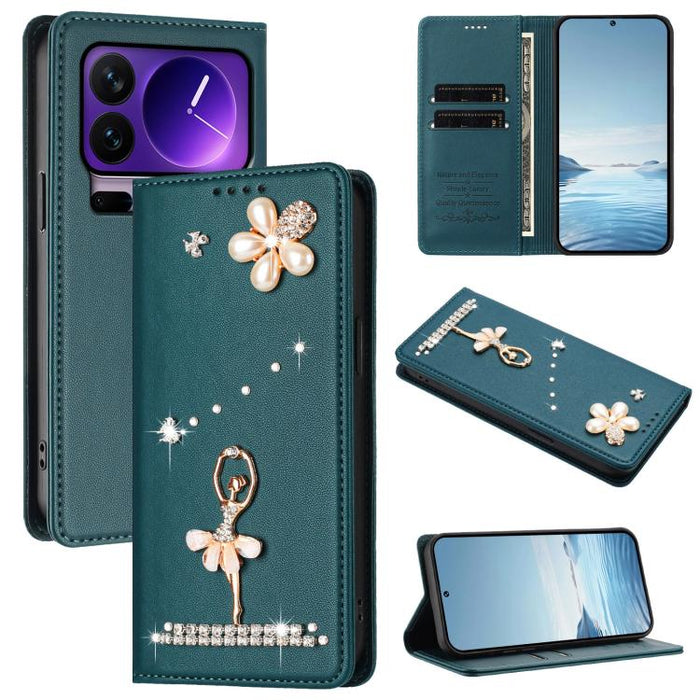 Funda para teléfono de piel vegana con protección RFID y diamantes de imitación de la bailarina de ballet, For Xiaomi 17 Ultra 5G, For Xiaomi Poco F8 Ultra / Redmi K90 Pro Max, For Xiaomi Poco F8 Pro 5G / Redmi K90, For Xiaomi 17 Pro Max 5G            ...