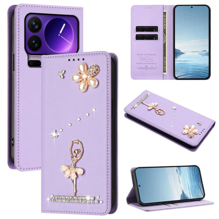Funda para teléfono de piel vegana con protección RFID y diamantes de imitación de la bailarina de ballet, For Xiaomi 17 Ultra 5G, For Xiaomi Poco F8 Ultra / Redmi K90 Pro Max, For Xiaomi Poco F8 Pro 5G / Redmi K90, For Xiaomi 17 Pro Max 5G            ...