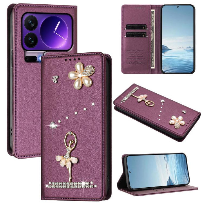 Funda para teléfono de piel vegana con protección RFID y diamantes de imitación de la bailarina de ballet, For Xiaomi 17 Ultra 5G, For Xiaomi Poco F8 Ultra / Redmi K90 Pro Max, For Xiaomi Poco F8 Pro 5G / Redmi K90, For Xiaomi 17 Pro Max 5G            ...