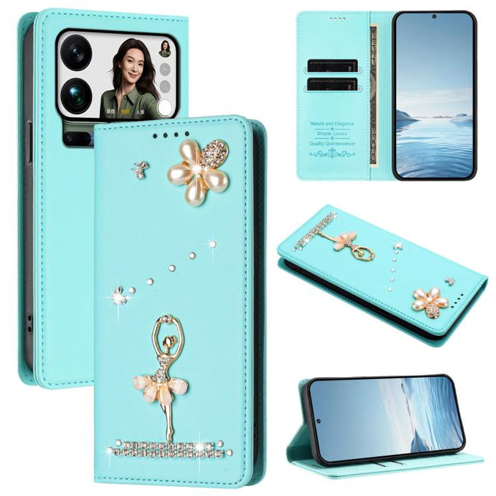 Funda para teléfono de piel vegana con protección RFID y diamantes de imitación de la bailarina de ballet, For Xiaomi 17 Ultra 5G, For Xiaomi Poco F8 Ultra / Redmi K90 Pro Max, For Xiaomi Poco F8 Pro 5G / Redmi K90, For Xiaomi 17 Pro Max 5G            ...