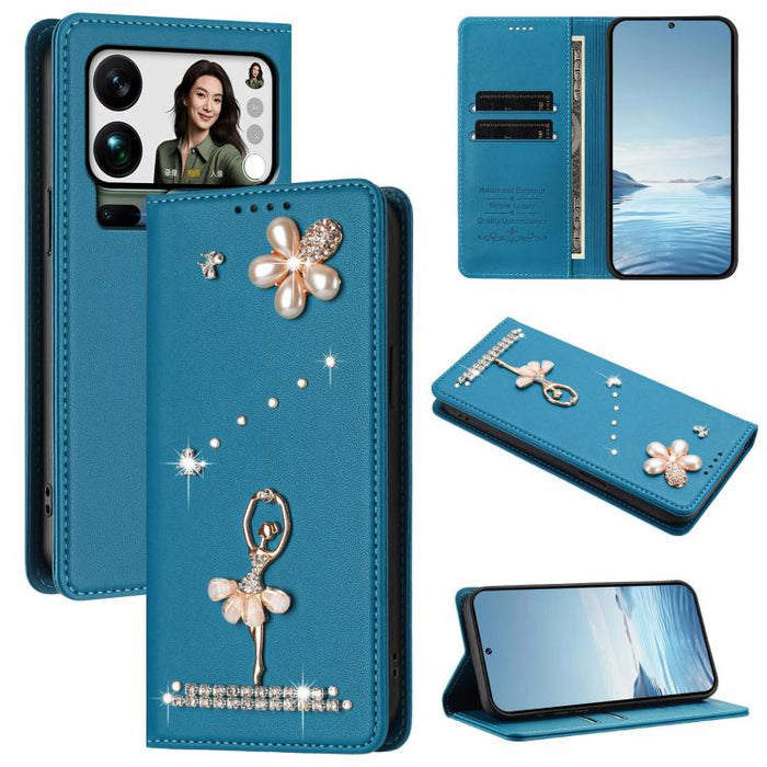 Funda para teléfono de piel vegana con protección RFID y diamantes de imitación de la bailarina de ballet, For Xiaomi 17 Ultra 5G, For Xiaomi Poco F8 Ultra / Redmi K90 Pro Max, For Xiaomi Poco F8 Pro 5G / Redmi K90, For Xiaomi 17 Pro Max 5G            ...