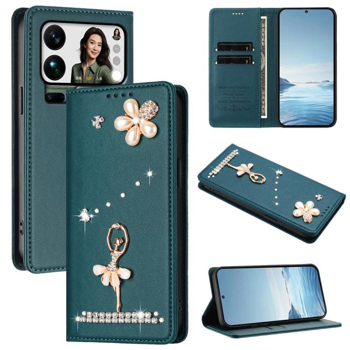Funda para teléfono de piel vegana con protección RFID y diamantes de imitación de la bailarina de ballet, For Xiaomi 17 Ultra 5G, For Xiaomi Poco F8 Ultra / Redmi K90 Pro Max, For Xiaomi Poco F8 Pro 5G / Redmi K90, For Xiaomi 17 Pro Max 5G            ...