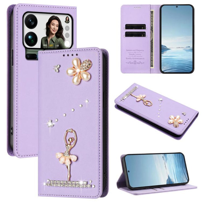 Funda para teléfono de piel vegana con protección RFID y diamantes de imitación de la bailarina de ballet, For Xiaomi 17 Ultra 5G, For Xiaomi Poco F8 Ultra / Redmi K90 Pro Max, For Xiaomi Poco F8 Pro 5G / Redmi K90, For Xiaomi 17 Pro Max 5G            ...