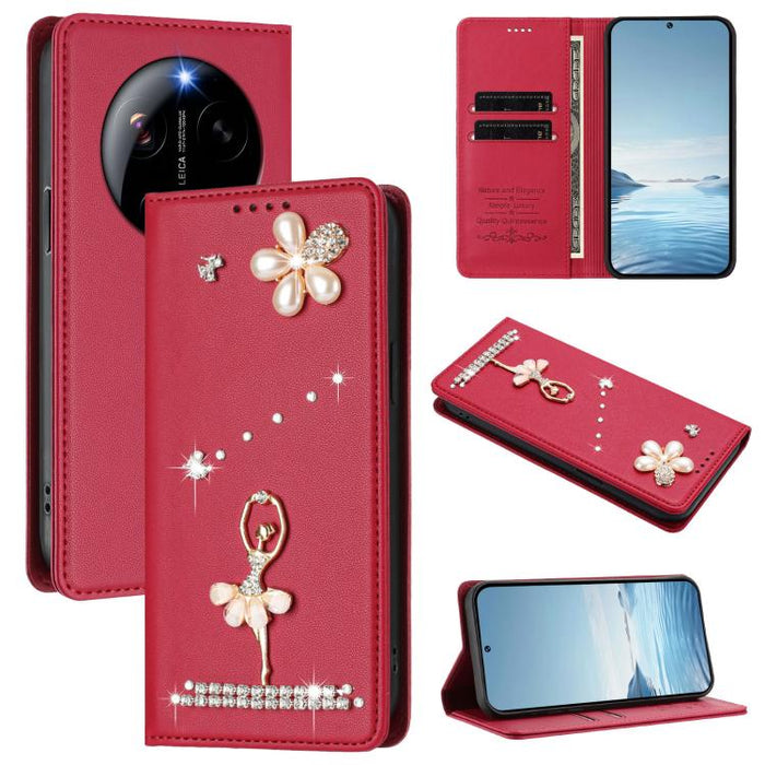 Funda para teléfono de piel vegana con protección RFID y diamantes de imitación de la bailarina de ballet, For Xiaomi 17 Ultra 5G, For Xiaomi Poco F8 Ultra / Redmi K90 Pro Max, For Xiaomi Poco F8 Pro 5G / Redmi K90, For Xiaomi 17 Pro Max 5G            ...