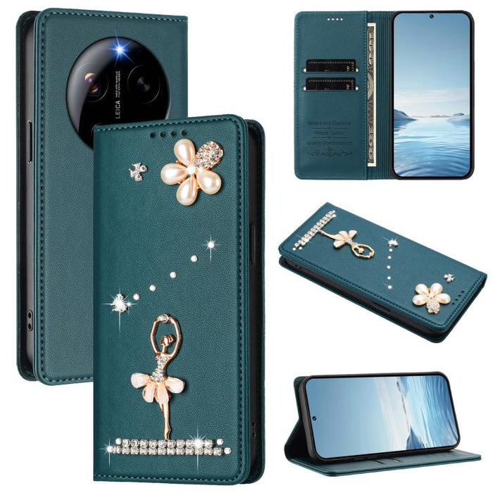 Funda para teléfono de piel vegana con protección RFID y diamantes de imitación de la bailarina de ballet, For Xiaomi 17 Ultra 5G, For Xiaomi Poco F8 Ultra / Redmi K90 Pro Max, For Xiaomi Poco F8 Pro 5G / Redmi K90, For Xiaomi 17 Pro Max 5G            ...