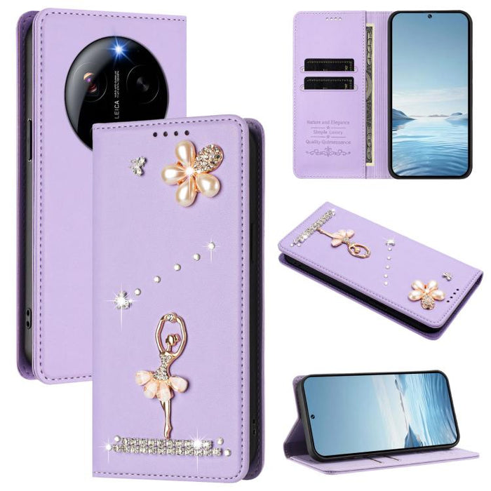 Funda para teléfono de piel vegana con protección RFID y diamantes de imitación de la bailarina de ballet, For Xiaomi 17 Ultra 5G, For Xiaomi Poco F8 Ultra / Redmi K90 Pro Max, For Xiaomi Poco F8 Pro 5G / Redmi K90, For Xiaomi 17 Pro Max 5G            ...