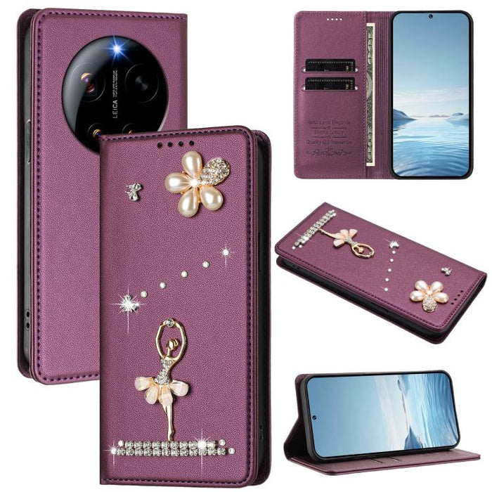 Funda para teléfono de piel vegana con protección RFID y diamantes de imitación de la bailarina de ballet, For Xiaomi 17 Ultra 5G, For Xiaomi Poco F8 Ultra / Redmi K90 Pro Max, For Xiaomi Poco F8 Pro 5G / Redmi K90, For Xiaomi 17 Pro Max 5G            ...