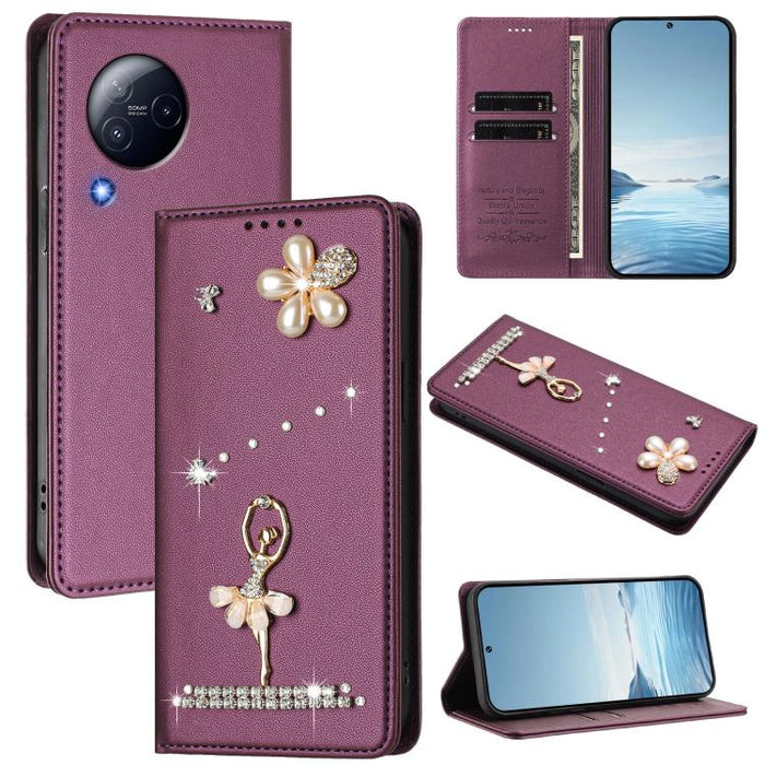 Funda para teléfono de piel vegana con protección RFID y diamantes de imitación de la bailarina de ballet, For Xiaomi Poco X6 Neo 5G, For Xiaomi Poco X6 Pro 5G / Redmi K70E, For Xiaomi 14 Ultra 5G, For Xiaomi 14 Pro 5G, For Xiaomi 14 5G                ...