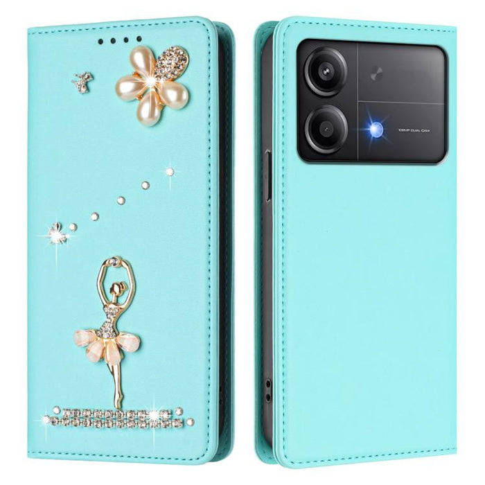 Funda para teléfono de piel vegana con protección RFID y diamantes de imitación de la bailarina de ballet, For Xiaomi Poco X6 Neo 5G, For Xiaomi Poco X6 Pro 5G / Redmi K70E, For Xiaomi 14 Ultra 5G, For Xiaomi 14 Pro 5G, For Xiaomi 14 5G                ...