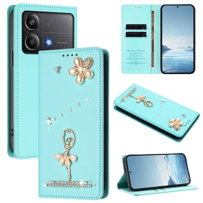 Funda para teléfono de piel vegana con protección RFID y diamantes de imitación de la bailarina de ballet, For Xiaomi Poco X6 Neo 5G, For Xiaomi Poco X6 Pro 5G / Redmi K70E, For Xiaomi 14 Ultra 5G, For Xiaomi 14 Pro 5G, For Xiaomi 14 5G                ...
