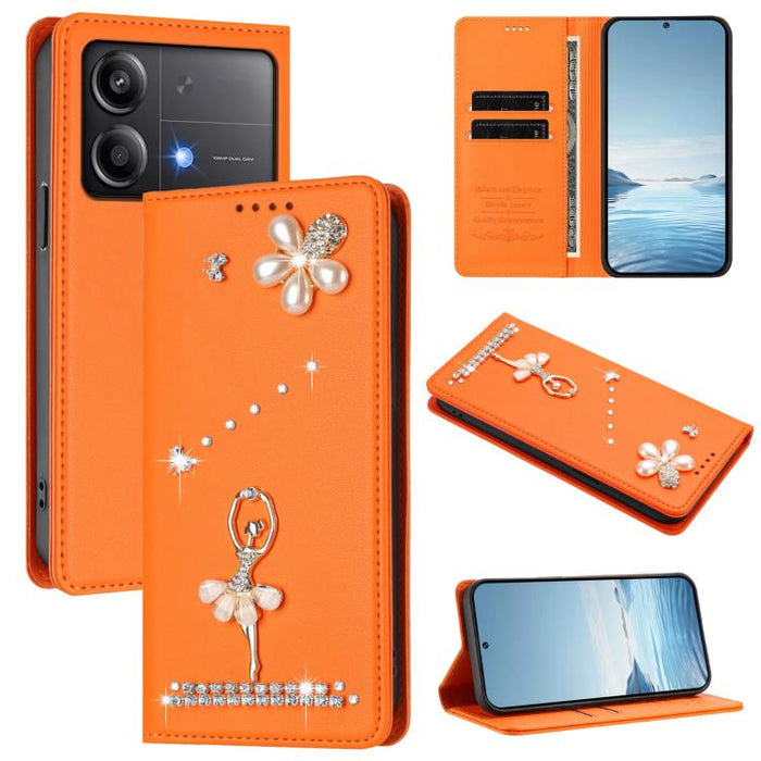 Funda para teléfono de piel vegana con protección RFID y diamantes de imitación de la bailarina de ballet, For Xiaomi Poco X6 Neo 5G, For Xiaomi Poco X6 Pro 5G / Redmi K70E, For Xiaomi 14 Ultra 5G, For Xiaomi 14 Pro 5G, For Xiaomi 14 5G                ...