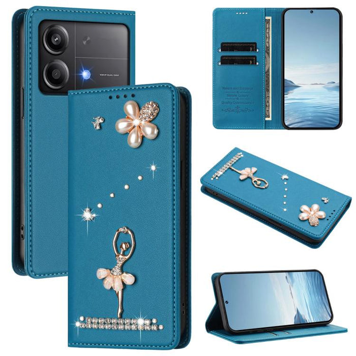 Funda para teléfono de piel vegana con protección RFID y diamantes de imitación de la bailarina de ballet, For Xiaomi Poco X6 Neo 5G, For Xiaomi Poco X6 Pro 5G / Redmi K70E, For Xiaomi 14 Ultra 5G, For Xiaomi 14 Pro 5G, For Xiaomi 14 5G                ...