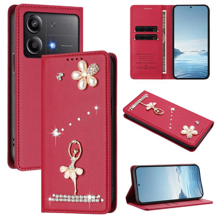 Funda para teléfono de piel vegana con protección RFID y diamantes de imitación de la bailarina de ballet, For Xiaomi Poco X6 Neo 5G, For Xiaomi Poco X6 Pro 5G / Redmi K70E, For Xiaomi 14 Ultra 5G, For Xiaomi 14 Pro 5G, For Xiaomi 14 5G                ...