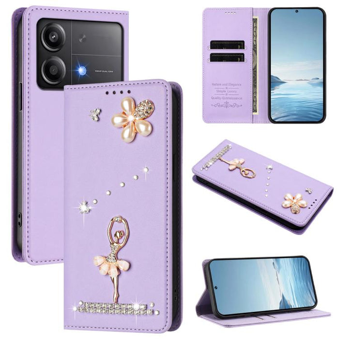 Funda para teléfono de piel vegana con protección RFID y diamantes de imitación de la bailarina de ballet, For Xiaomi Poco X6 Neo 5G, For Xiaomi Poco X6 Pro 5G / Redmi K70E, For Xiaomi 14 Ultra 5G, For Xiaomi 14 Pro 5G, For Xiaomi 14 5G                ...