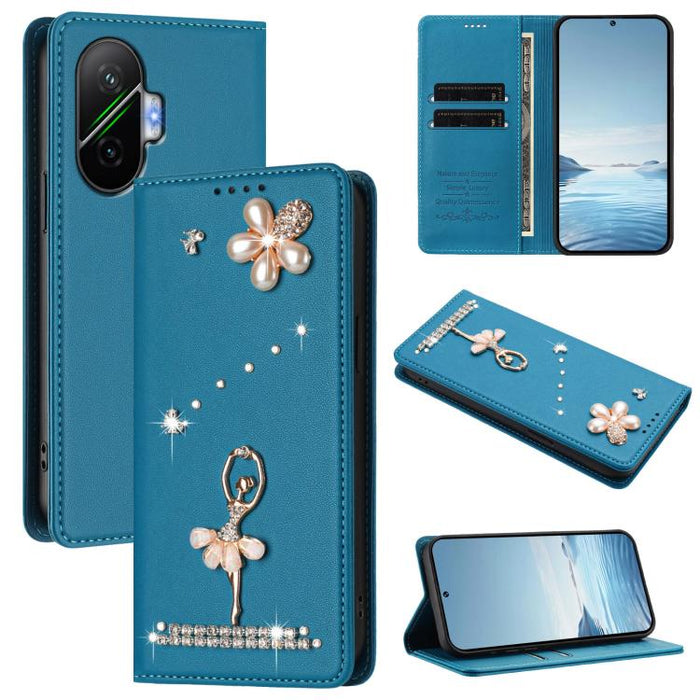 Funda para teléfono de piel vegana con protección RFID y diamantes de imitación de la bailarina de ballet, For Xiaomi 17 Ultra 5G, For Xiaomi Poco F8 Ultra / Redmi K90 Pro Max, For Xiaomi Poco F8 Pro 5G / Redmi K90, For Xiaomi 17 Pro Max 5G            ...
