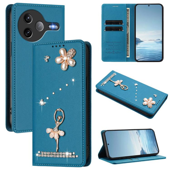 Funda para teléfono de piel vegana con protección RFID y diamantes de imitación de la bailarina de ballet, For Xiaomi 17 Ultra 5G, For Xiaomi Poco F8 Ultra / Redmi K90 Pro Max, For Xiaomi Poco F8 Pro 5G / Redmi K90, For Xiaomi 17 Pro Max 5G            ...