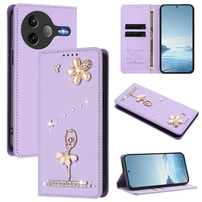 Funda para teléfono de piel vegana con protección RFID y diamantes de imitación de la bailarina de ballet, For Xiaomi 17 Ultra 5G, For Xiaomi Poco F8 Ultra / Redmi K90 Pro Max, For Xiaomi Poco F8 Pro 5G / Redmi K90, For Xiaomi 17 Pro Max 5G            ...