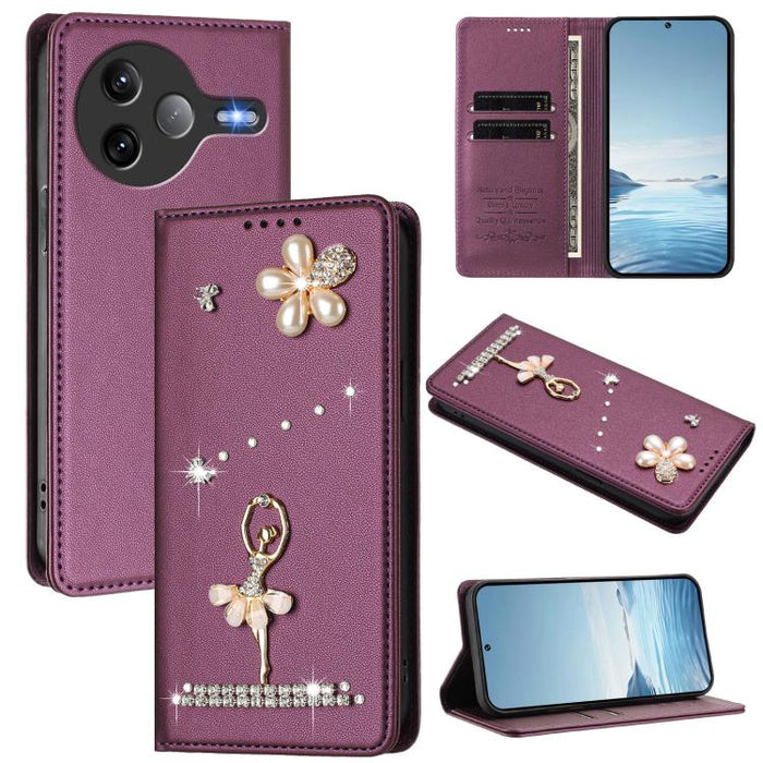 Funda para teléfono de piel vegana con protección RFID y diamantes de imitación de la bailarina de ballet, For Xiaomi 17 Ultra 5G, For Xiaomi Poco F8 Ultra / Redmi K90 Pro Max, For Xiaomi Poco F8 Pro 5G / Redmi K90, For Xiaomi 17 Pro Max 5G            ...