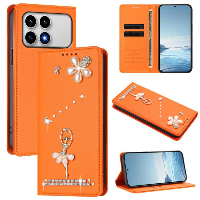 Funda para teléfono de piel vegana con protección RFID y diamantes de imitación de la bailarina de ballet, For Xiaomi 17 Ultra 5G, For Xiaomi Poco F8 Ultra / Redmi K90 Pro Max, For Xiaomi Poco F8 Pro 5G / Redmi K90, For Xiaomi 17 Pro Max 5G            ...
