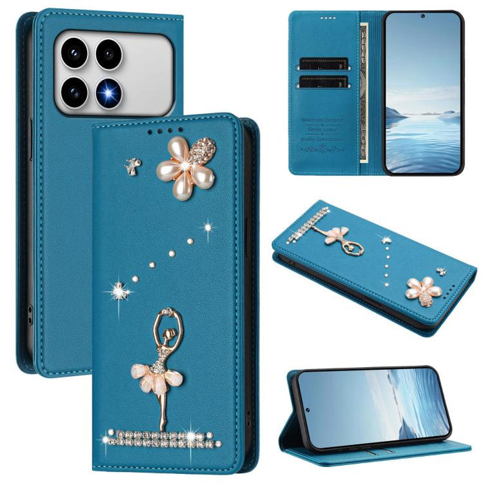 Funda para teléfono de piel vegana con protección RFID y diamantes de imitación de la bailarina de ballet, For Xiaomi 17 Ultra 5G, For Xiaomi Poco F8 Ultra / Redmi K90 Pro Max, For Xiaomi Poco F8 Pro 5G / Redmi K90, For Xiaomi 17 Pro Max 5G            ...