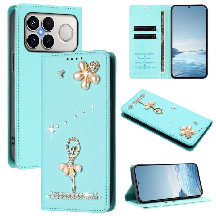 Funda para teléfono de piel vegana con protección RFID y diamantes de imitación de la bailarina de ballet, For Xiaomi 17 Ultra 5G, For Xiaomi Poco F8 Ultra / Redmi K90 Pro Max, For Xiaomi Poco F8 Pro 5G / Redmi K90, For Xiaomi 17 Pro Max 5G            ...