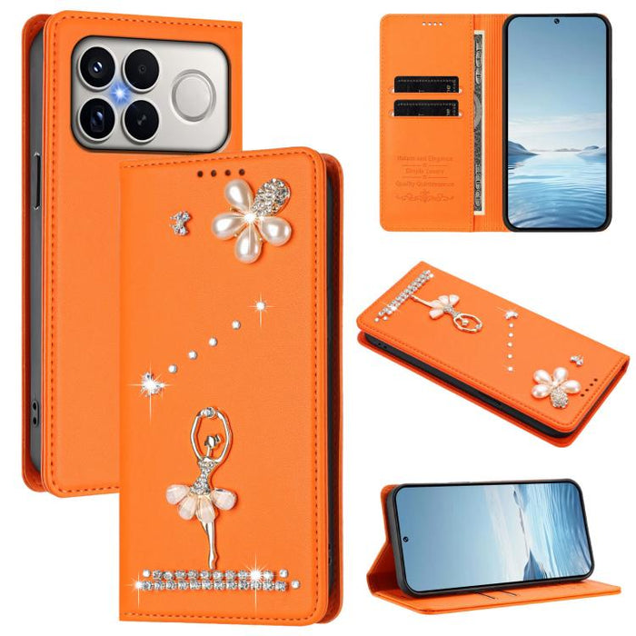Funda para teléfono de piel vegana con protección RFID y diamantes de imitación de la bailarina de ballet, For Xiaomi 17 Ultra 5G, For Xiaomi Poco F8 Ultra / Redmi K90 Pro Max, For Xiaomi Poco F8 Pro 5G / Redmi K90, For Xiaomi 17 Pro Max 5G            ...