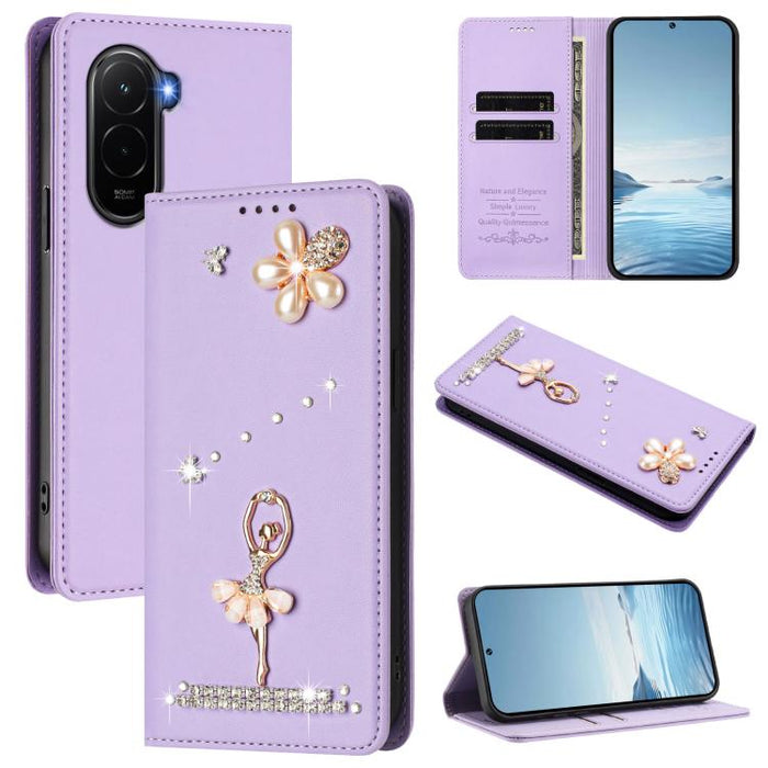 Funda para teléfono de piel vegana con protección RFID y diamantes de imitación de la bailarina de ballet, For Xiaomi 17 Ultra 5G, For Xiaomi Poco F8 Ultra / Redmi K90 Pro Max, For Xiaomi Poco F8 Pro 5G / Redmi K90, For Xiaomi 17 Pro Max 5G            ...