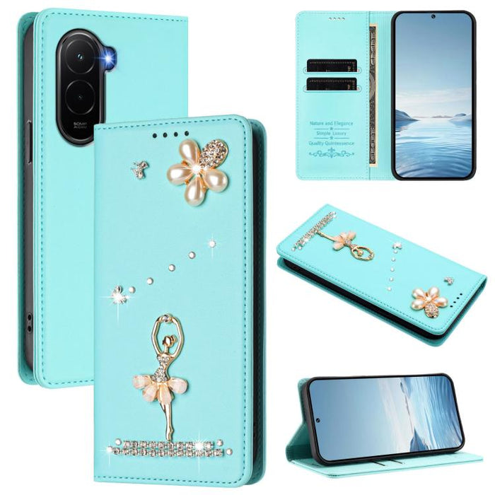 Funda para teléfono de piel vegana con protección RFID y diamantes de imitación de la bailarina de ballet, For Xiaomi 17 Ultra 5G, For Xiaomi Poco F8 Ultra / Redmi K90 Pro Max, For Xiaomi Poco F8 Pro 5G / Redmi K90, For Xiaomi 17 Pro Max 5G            ...