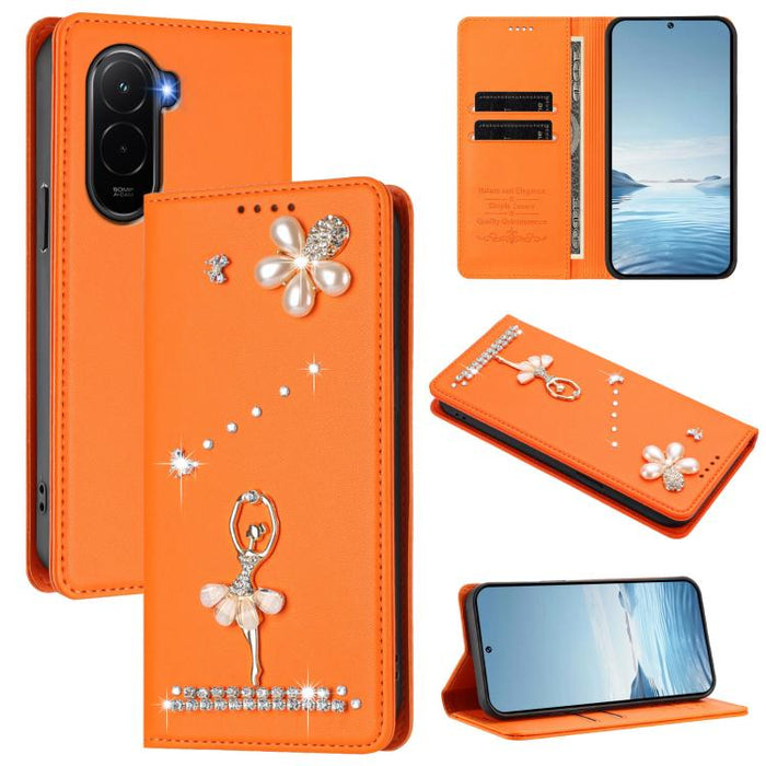 Funda para teléfono de piel vegana con protección RFID y diamantes de imitación de la bailarina de ballet, For Xiaomi 17 Ultra 5G, For Xiaomi Poco F8 Ultra / Redmi K90 Pro Max, For Xiaomi Poco F8 Pro 5G / Redmi K90, For Xiaomi 17 Pro Max 5G            ...