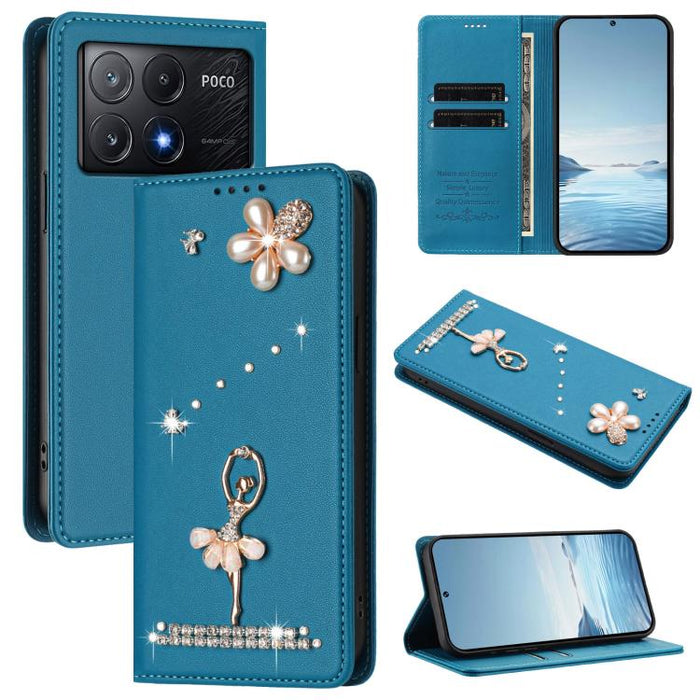 Funda para teléfono de piel vegana con protección RFID y diamantes de imitación de la bailarina de ballet, For Xiaomi Poco X6 Neo 5G, For Xiaomi Poco X6 Pro 5G / Redmi K70E, For Xiaomi 14 Ultra 5G, For Xiaomi 14 Pro 5G, For Xiaomi 14 5G                ...