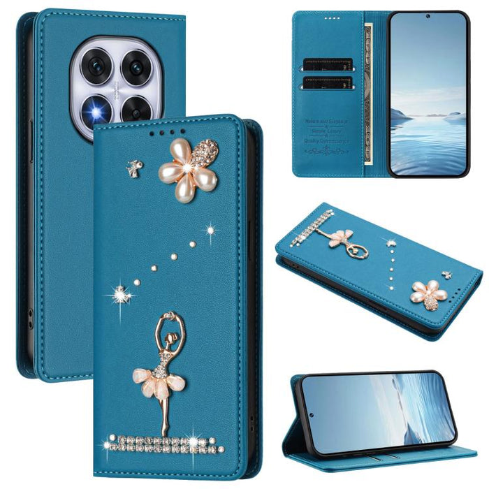 Funda para teléfono de piel vegana con protección RFID y diamantes de imitación de la bailarina de ballet, For Xiaomi Poco F7 Pro 5G / Redmi K80, For Xiaomi Poco M7 5G / Poco C75 4G, For Xiaomi Poco X7 5G / Redmi Note 14 Pro 5G, For Xiaomi 15 Ultra 5G ...