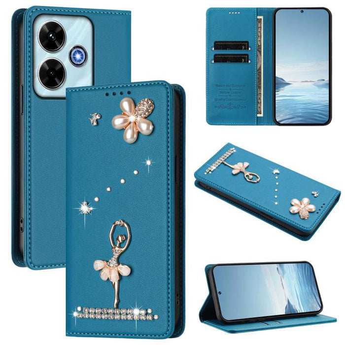 Funda para teléfono de piel vegana con protección RFID y diamantes de imitación de la bailarina de ballet, For Redmi Note 15 Pro+ 5G Global 163.3mm, For Redmi Note 15 5G / 4G Global 164mm, For Redmi Note 15 Pro 4G Global 163.2mm                        ...