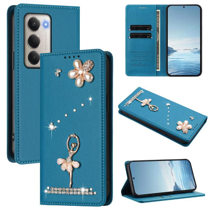 Funda para teléfono de piel vegana con protección RFID y diamantes de imitación de la bailarina de ballet, For Redmi Note 15 Pro+ 5G Global 163.3mm, For Redmi Note 15 5G / 4G Global 164mm, For Redmi Note 15 Pro 4G Global 163.2mm                        ...